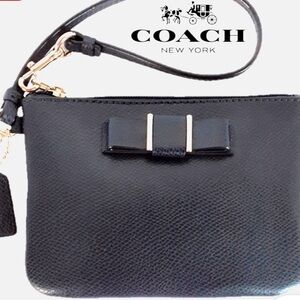 🖤 COACH BLACK DARCY SAFFIANO LEATHER BOW WRISTLET!